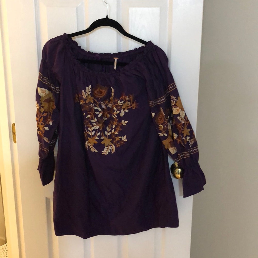 Free People purple embroidered dress size small